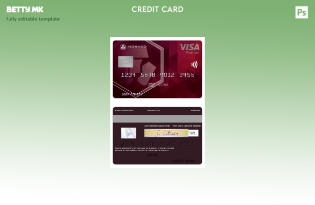 Модерен стил Шаблон за виза платина картичка Монако Банка на Монако